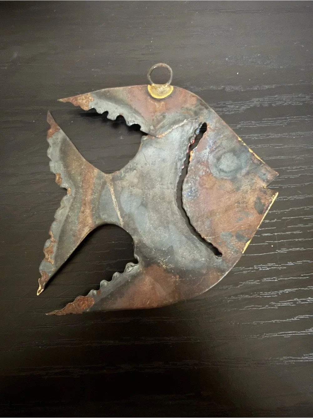 Decorative Metal Fish Wall Art - Red and Gold Accent